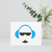 青いヘッドフォンポストカード ポストカード (スタンド正面)
