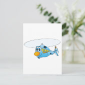 青いヘリコプターの漫画 ポストカード (スタンド正面)