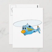 青いヘリコプターの漫画 ポストカード (正面/裏面)