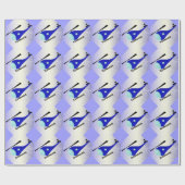 青いヘリコプター ラッピングペーパー (フラット)
