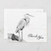 青いヘロンと岩、水鳥のスケッチありがとう ポストカード (正面/裏面)