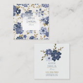 青いベク図解入りの、写真付きのトルの花つる植物 スクエア名刺 (正面/裏面)