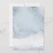 青いベビーが醸造お茶パーティー冬の赤ちゃんシャワー 招待状 (裏面)