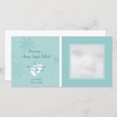 青いベビーの発表写真カード 案内状 (正面/裏面)