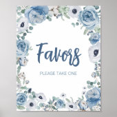 青いベビーの開花の赤ちゃんシャワーの好意 ポスター (正面)