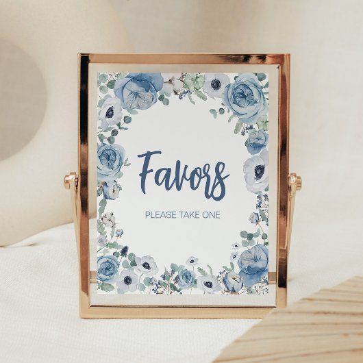 青いベビーの開花の赤ちゃんシャワーの好意 ポスター