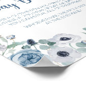 青いベビーの開花の赤ちゃんシャワー言わないベビー ポスター (角)