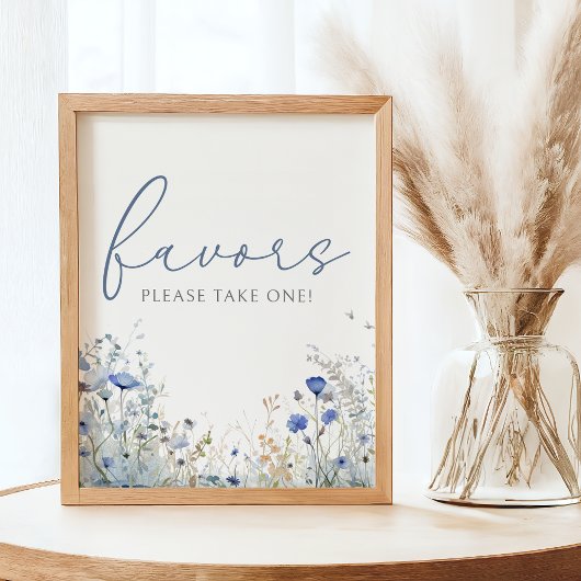 青いベビーの開花ワイルドフラワーシャワーフェイスサイン ポスター