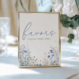 青いベビーの開花ワイルドフラワーシャワーフェイスサイン ポスター