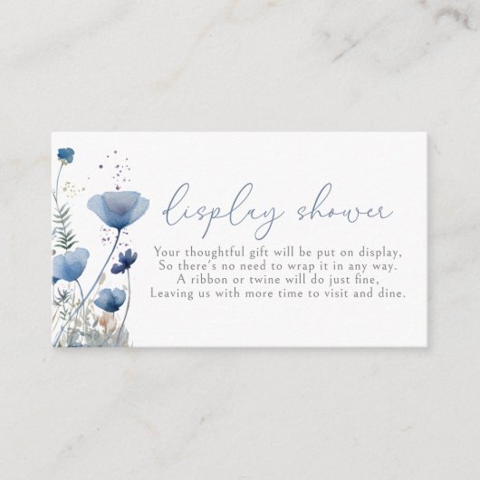 青いベビーの開花山花表示シャワー エンクロージャーカード (正面)