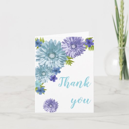 青いベビーの開花空白の内Thank You Notes 招待状 (正面)