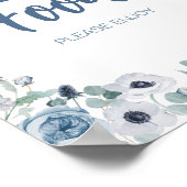 青いベビーの開花赤ちゃんシャワー食品 ポスター (角)