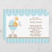 青いベビーカー招待状 招待状 (正面/裏面)