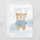 青いベビークマとハートと雲 サンキューカード (正面)