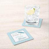 青いベビーシャワーの傘のコースター スクエアペーパーコースター (インサイチュ)