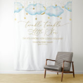 青いベビーシャワーの背景、Twinkle Little Star タペストリー (インサイチュ)