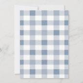 青いベビーシューズギンガムボーイブーティベビーシャワー 招待状 (裏面)