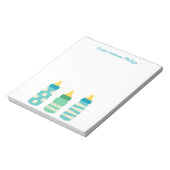 青いベビーボトルパーソナライズされたメモ帳 ノートパッド (回転)