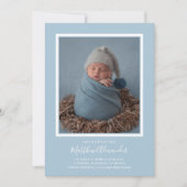 青いベビー写真の誕生のお知らせ (正面)