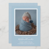 青いベビー写真の誕生のお知らせ (正面/裏面)