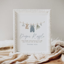 青いベビー服 ベビーシャワー おむつくじ看板