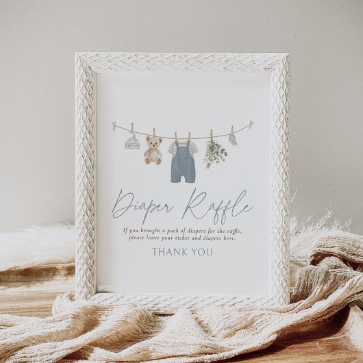 青いベビー服 ベビーシャワー おむつくじ看板 ポスター