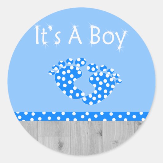 青いベビー足の少年 ラウンドシール (正面)