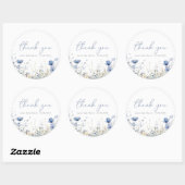 青いベビー開花ワイルドフラワーシャワーフェイスステッカー ラウンドシール (シート)