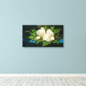 青いベルベットの布に巨大なマグノリアス， c.1890 (oi キャンバスプリント (インサイチュ (ウッドフロア))