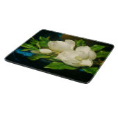 青いベルベットの布の上の巨大なマグノリア（ヒード） カッティングボード (角)