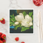 青いベルベットの布の上の巨大なマグノリア（ヒード） スタンダードランチョンナプキン (インサイチュ)