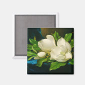 青いベルベットの布の上の巨大なマグノリア(ヒード) マグネット (正面/裏面)