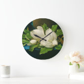 青いベルベットの布の上の巨大なマグノリア ラージ壁時計 (ホーム)