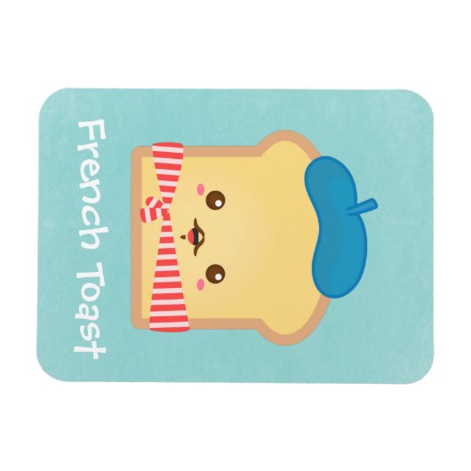 青いベレーフランスのト帽をかわいいトースト マグネット (横)