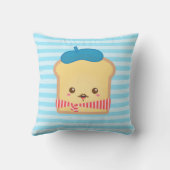 青いベレー帽の帽子が付いているかわいいフレンチトースト クッション (裏面)