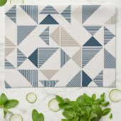 青いベージュの幾何学的な形状 キッチンタオル (折り畳み)