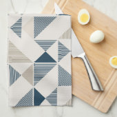 青いベージュの幾何学的な形状 キッチンタオル (四つ折り)
