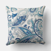青いペイズリーのクッションカバー クッション (裏面)