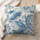 青いペイズリーのクッションカバー クッション (ブランケット)