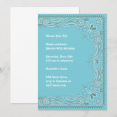 青いペイズリーのバンダナの招待状 招待状 (正面/裏面)