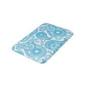青いペイズリーの背景（白） バスマット (アングル)