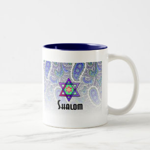 青いペイズリーのShalom ツートーンマグカップ