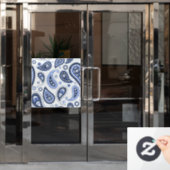 青いペイズリーパターン ウィンドウサイン (オフィスドア)