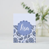 青いペイズリーパターン シーズンポストカード (スタンド正面)