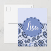 青いペイズリーパターン シーズンポストカード (正面/裏面)