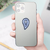 青いペイズリーパターン シール (スマートフォン)