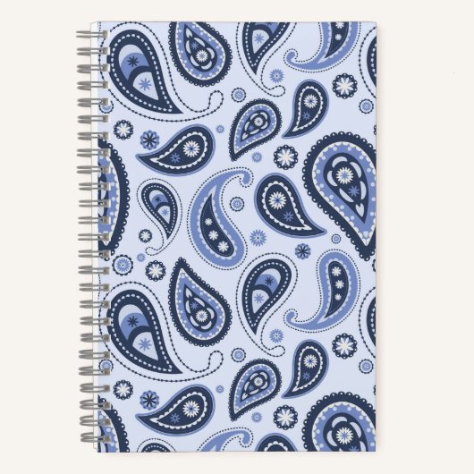青いペイズリーパターン ノートブック (正面)