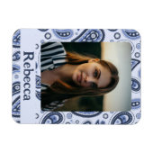 青いペイズリーパターン マグネット (横)