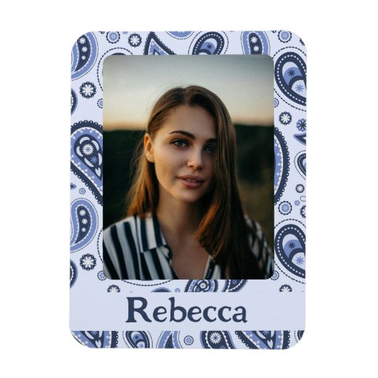 青いペイズリーパターン マグネット (縦)