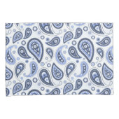 青いペイズリーパターン 枕カバー (正面右)